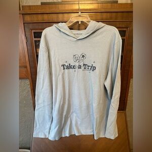 Trippy, waffle-textured hooded long sleeve shirt (mushrooms)